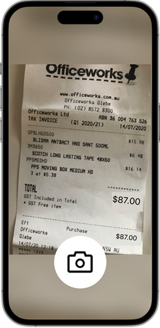 Step 3: Taking photo of receipt