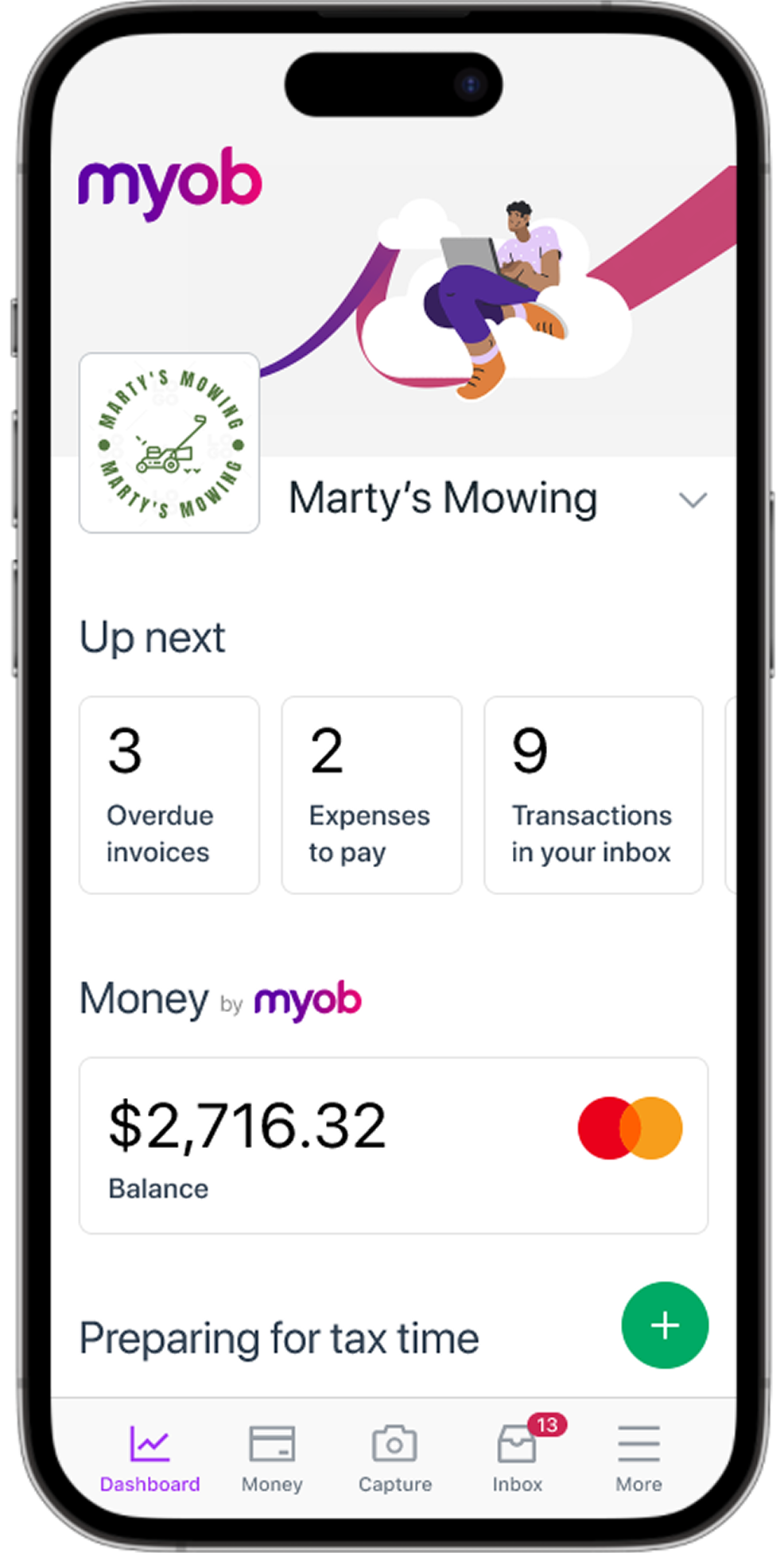 MYOB mobile app with banking prototype
